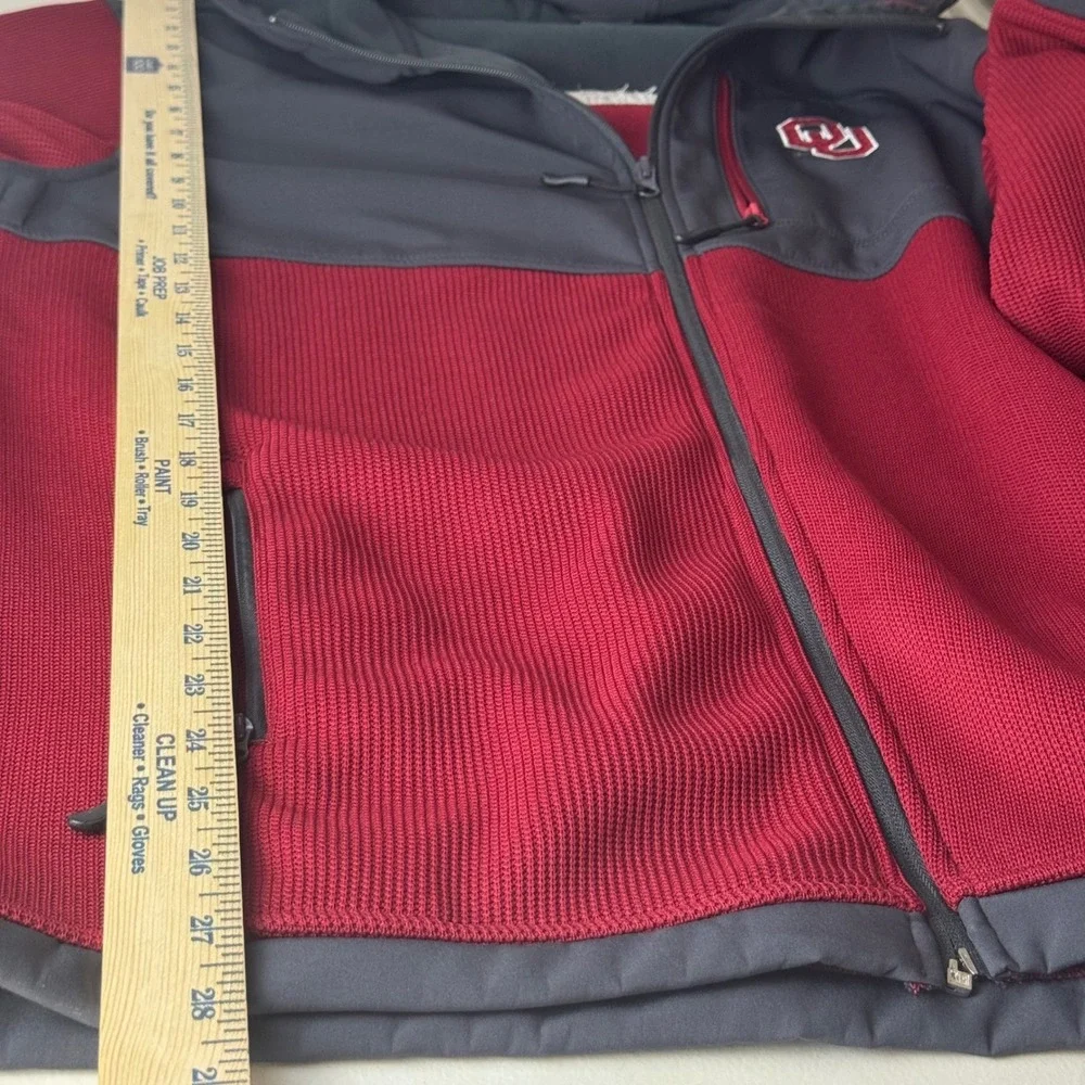 Colosseum Oklahoma Sooners‎ Mens XL Full Zip Hoodie Jacket Grey Maroon OU Fleece